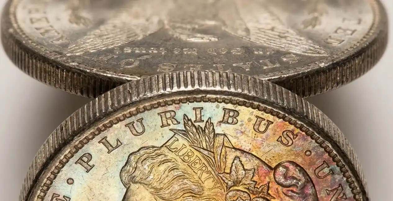 1878 Morgan dollar edge and face
